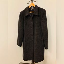 Anne Klein Single-Breast Maxi Wool Coat, Size 12