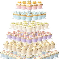 Cupcake Stand, 7 Tier Square Cupcake Stand for 160 Cupcakes, Acrylic Cupcake Tower Stand, Large Cupcake Display Stands, Tiered Cupcake Holder Stand fo