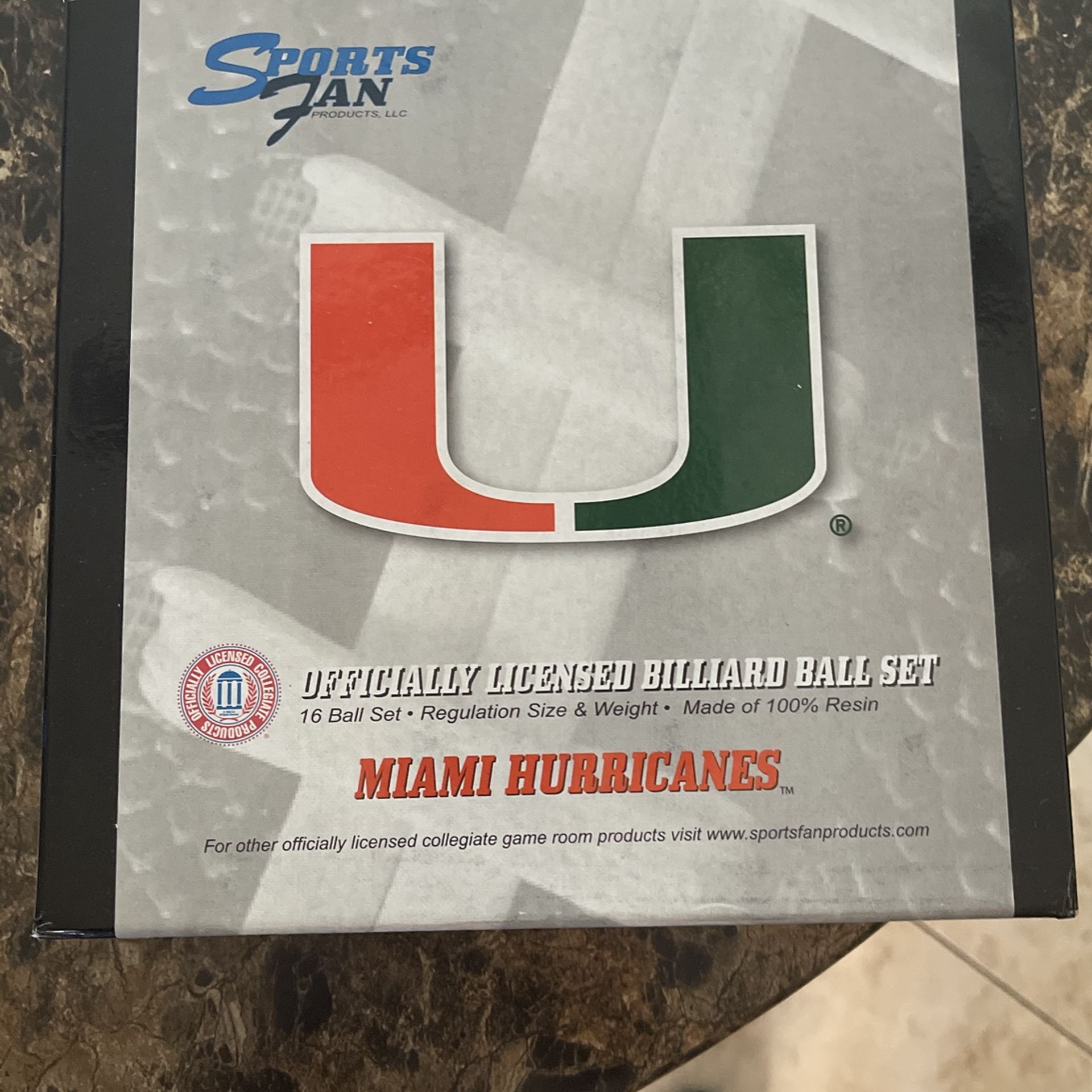 Billiard Ball set - Miami Hurricane 