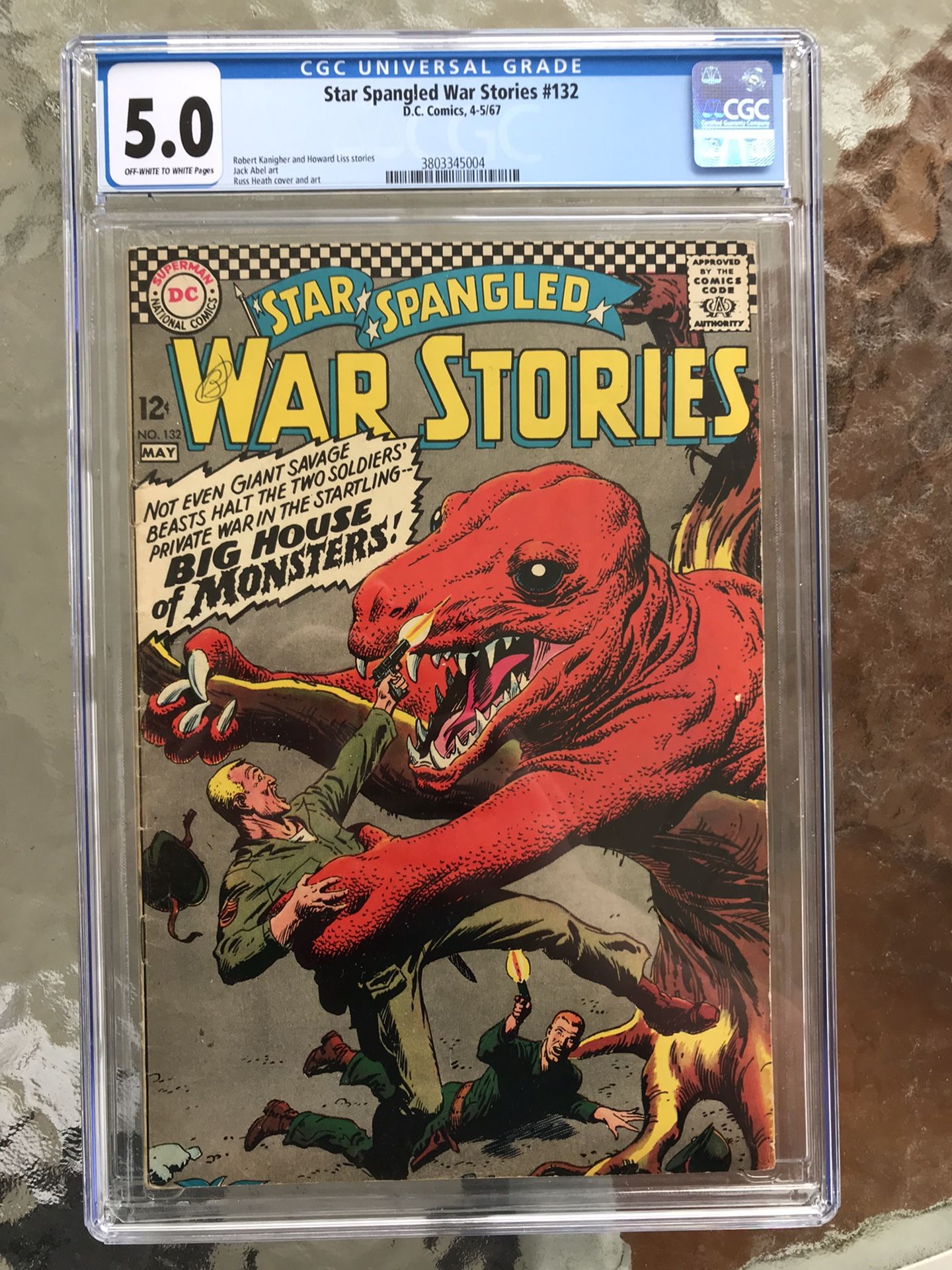 Star Spangled War Stories #132 (1967) CGC 5.0 — O/w To White Pages; Kanigher