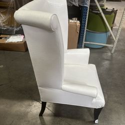 Oversized Wing Back Chair Faux Leather, White