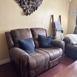 Faux Leather Recliner Sofa And Loveseat
