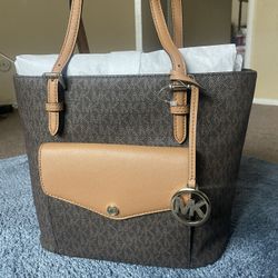 Michael Kors , MK jet Saffiano Pocket Tote, Brwn