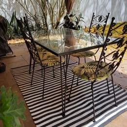 Vintage Retro Wrought Iron Table and Four Chairs