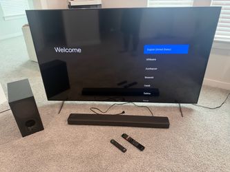 Sony Bravia 75in TV,  Sound Bar & Woofer