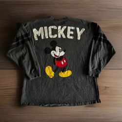 Mickey Mouse Sweatshirt Disney Women's Long Sleeve Jersey Charcoal Gray Large