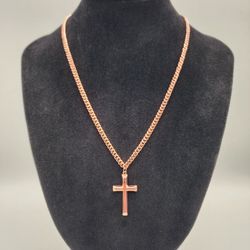 Solid Copper Cross Necklace 4mm Chain 19.5" Handmade Heavy Christian Pendant

Several are available! 

This solid copper cross necklace is a high-qual