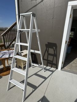 Wood Ladders Painted White
