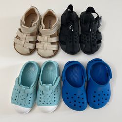Toddler Boy Shoes Size 6C Black Blue 4 Pairs Nike Crocs Summer Shoes