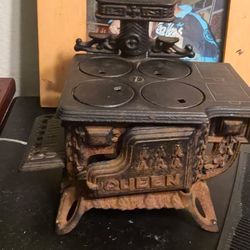 Rare Antique Miniature Queen Cast Iron Stove