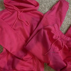 hot pink hoodie set