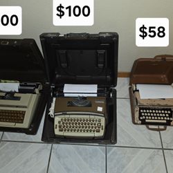 Vintage Smith Corona Deville electric $100, Coronamatic Montgomery Ward Cartridge Electric 12  $100, and Tom Thumb $58  typewriters
Pick up in Harling