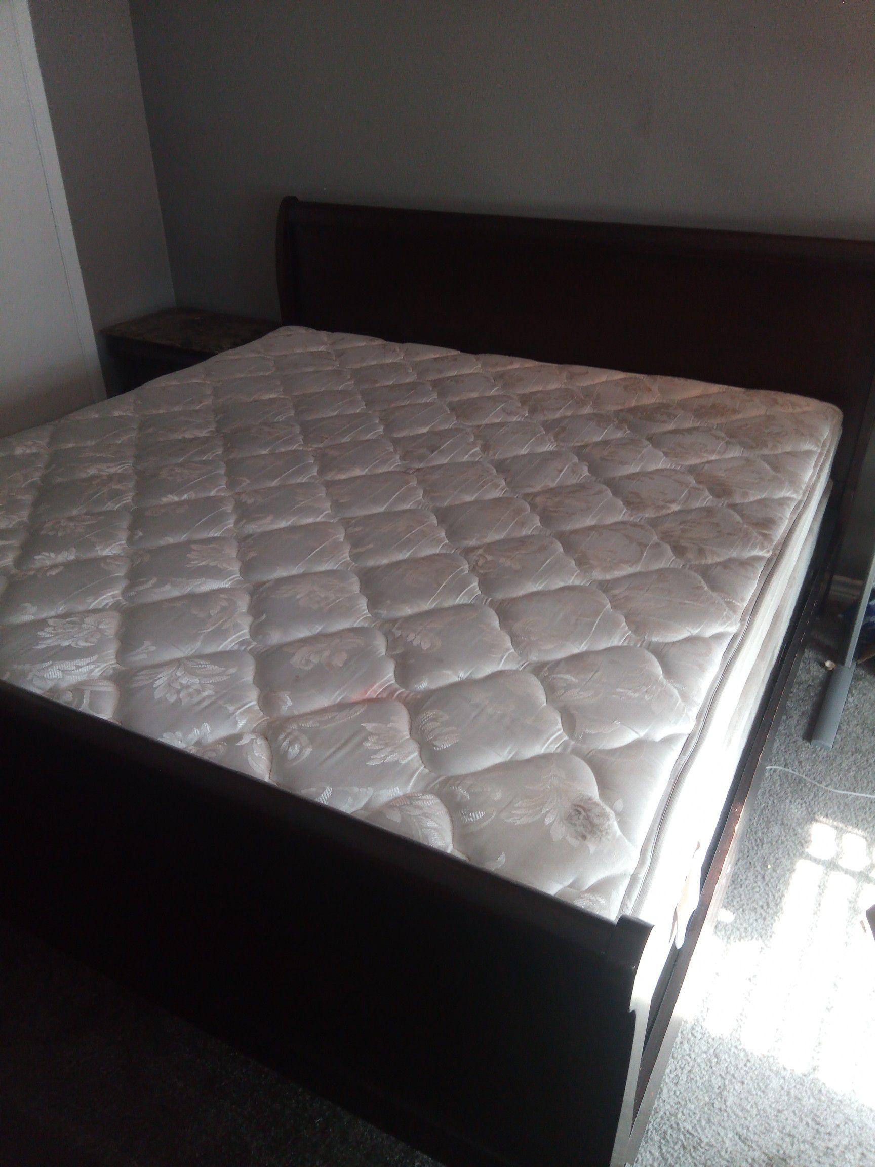 Free King bed frame, matress, dresser and lamp table