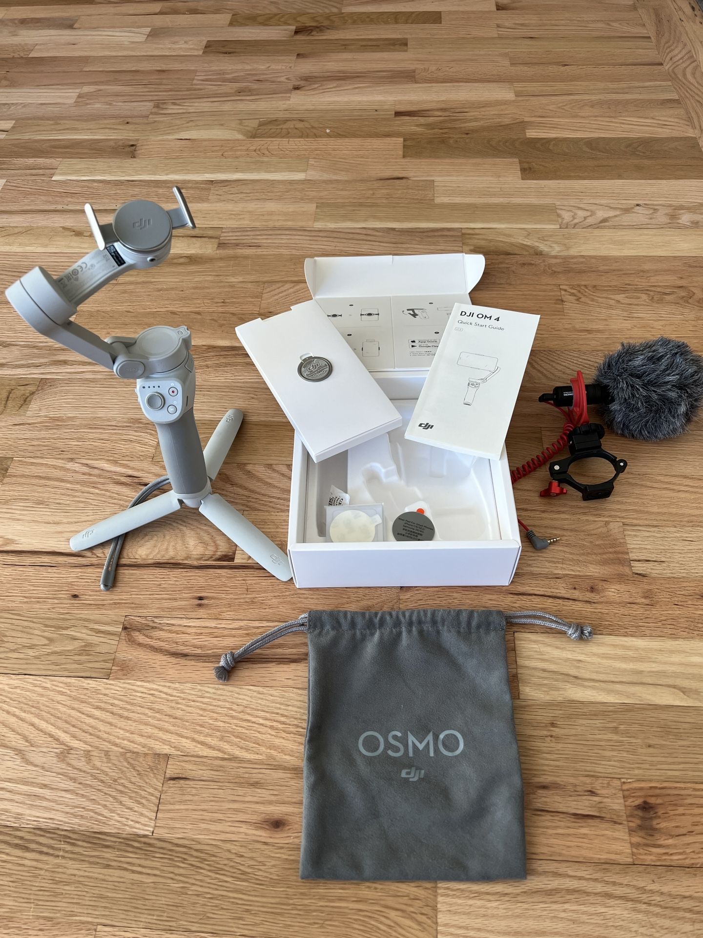 DJI 4 Gimbal For Smartphone + Rode Microphone With Phone Attachment