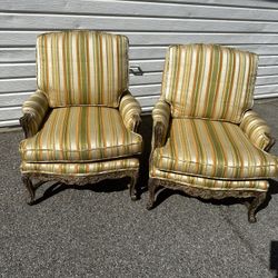 Two Vintage Chairs French Solid Wood 