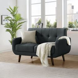 51"W Loveseat Sofa, Mid Century Modern Decor Love Seat Couches for Living Room, Button Tufted Upholstered Love Seats Furniture, Solid Small Couch for 