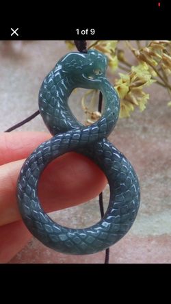 Certificate Jadeite Jade Green Pendant infinite sign eight Snake