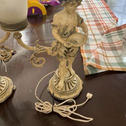2antique Lamps from 1950s Need Re Wiring And Globe