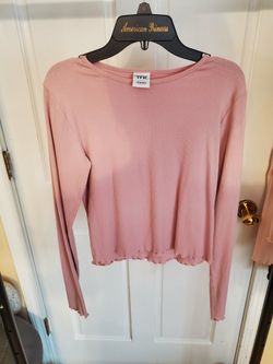 Light Pink Girls Top Size L Kids Long Sleeves 