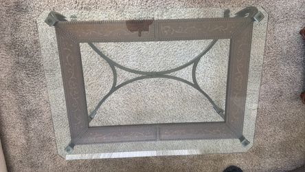 Glass Top Coffee Table with Metal Base