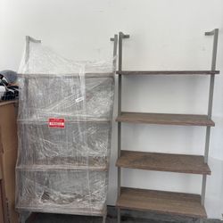 Modern Wood & Metal Shelf + Matching Cabinet (Set or Separate