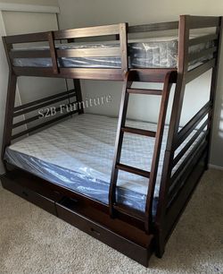 Twin/full Expresso Bunkbed With Orthopedic Mattress