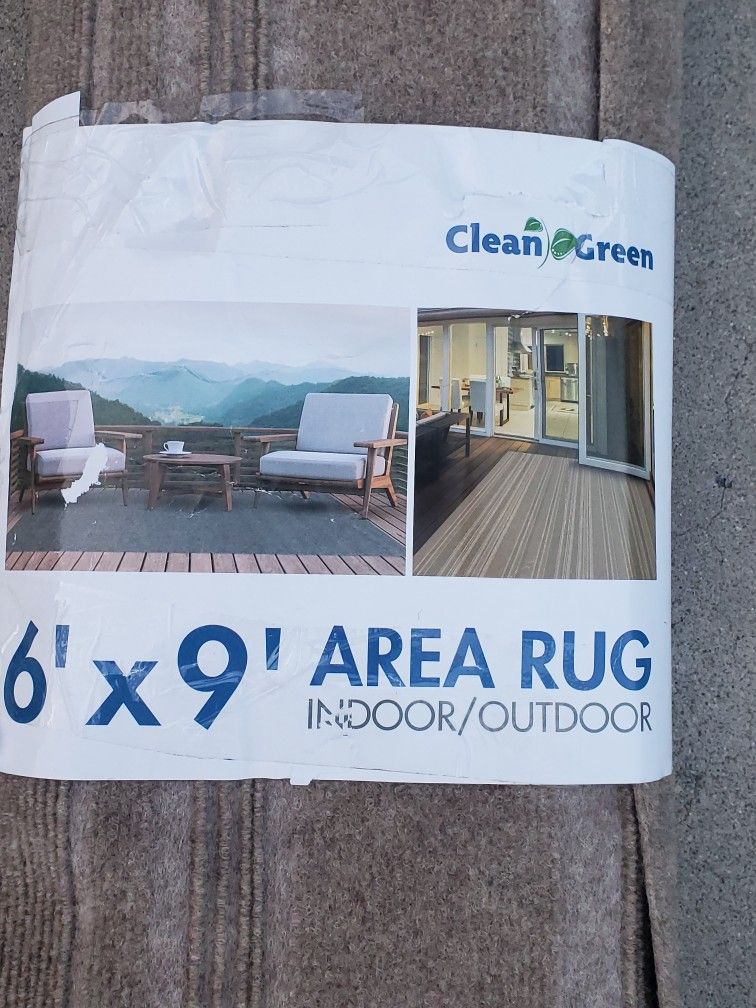 Clean Green Indoor Outdoor Area Rug 6'x9' Stain Resistant