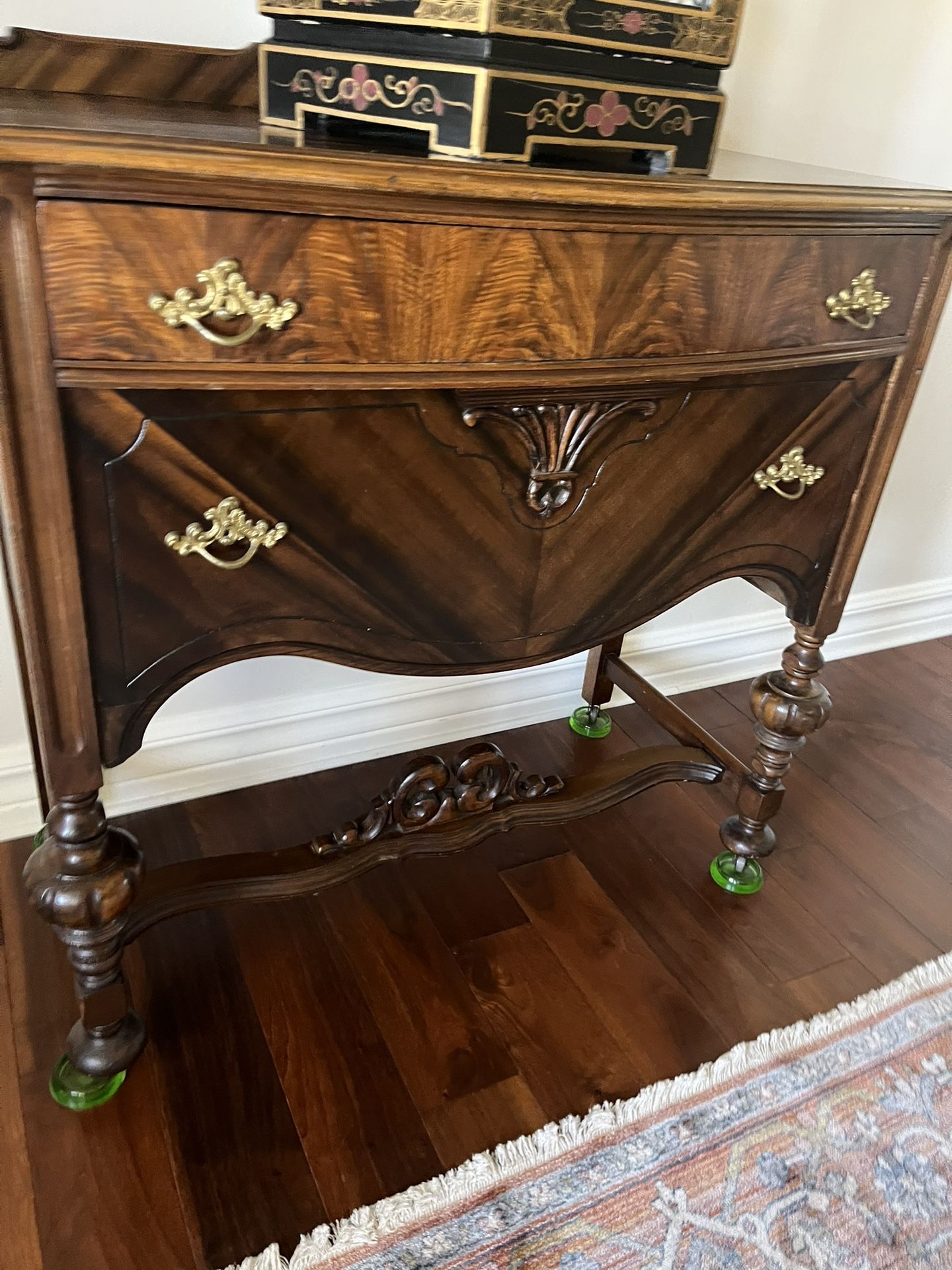 Antique sideboard - solid burl/carved wood