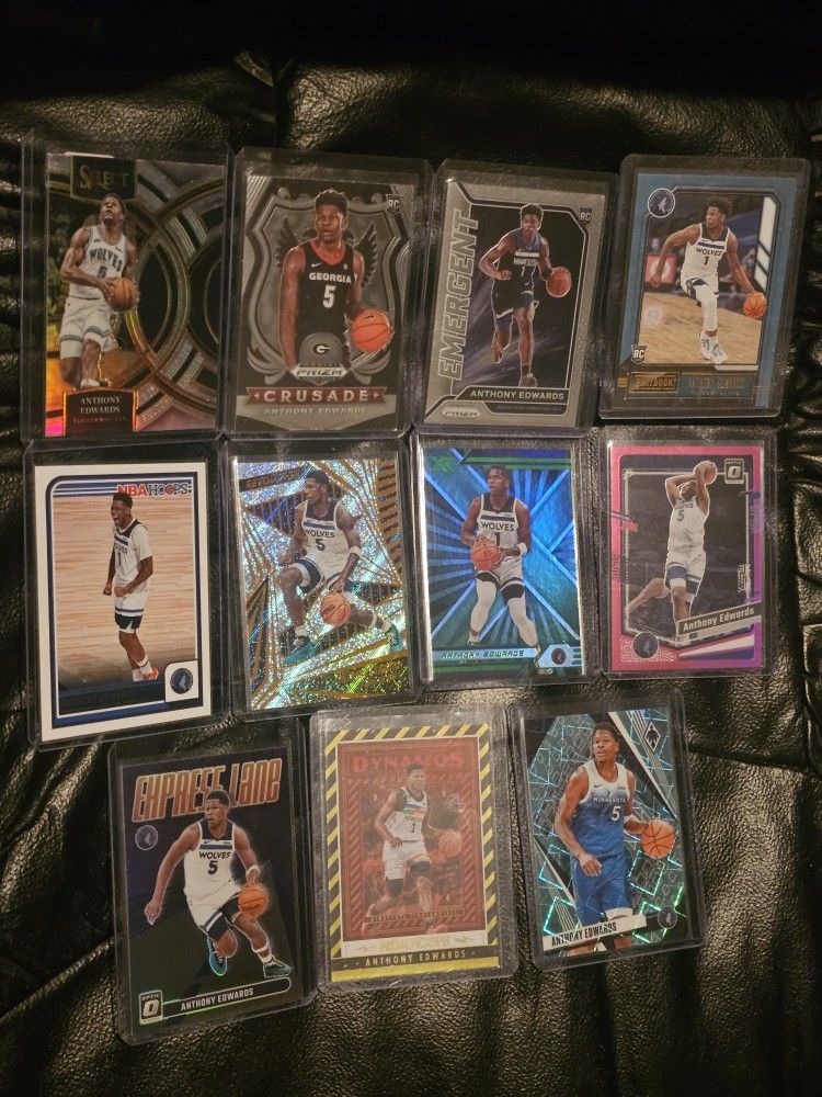 Anthony Edwards Rookie Cards! 11 Card Lot! Rc Cards! Inserts! Holo Foil! Silver Prizm! Parallels!