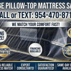 Comfy mattresses available! Has a pillow top for extra comfort. You can get them up to 13 inches thick. Still wrapped up in plastic. Call us or text i