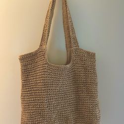 Faux Straw Relaxed Summer Tote (Khaki)
