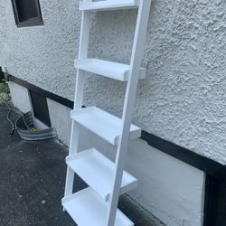 Bookshelf - Leaning wall bookcase ladder bookshelf 5 tier / shelf 25 W x 14 D x 75 H