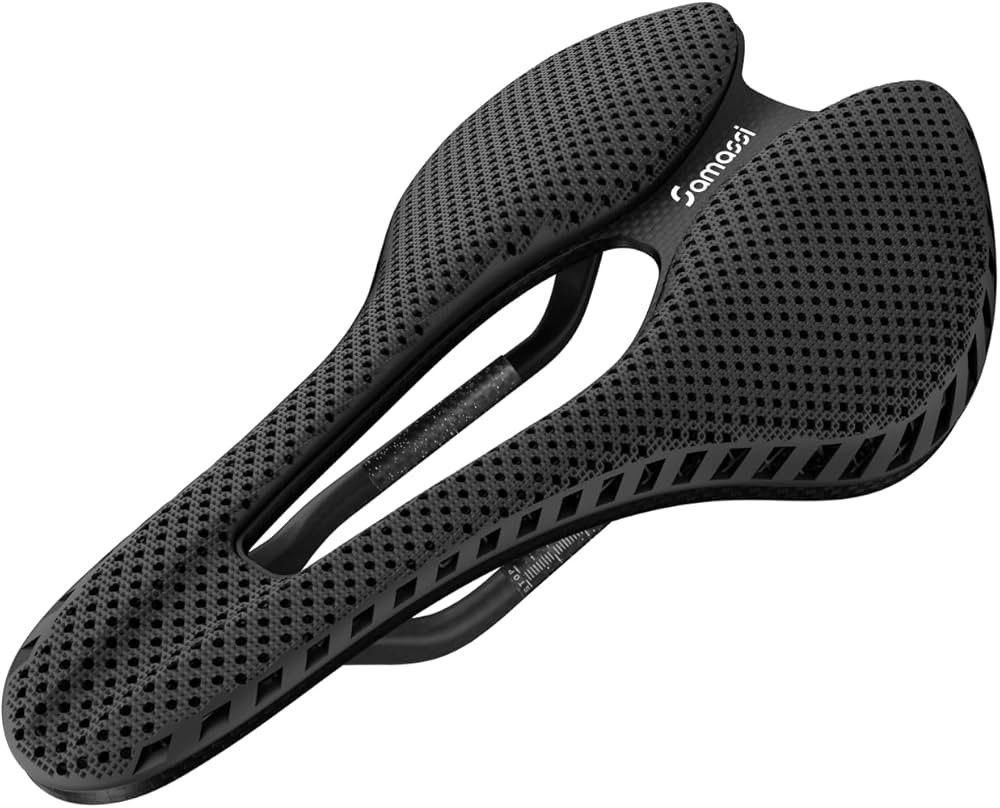 3D Printed Bike Bicycle Seat Saddle, Comfortable Cushion, Lightweight Carbon Fiber, Shock Absorbing and Breathable, Ideal for Road and Mountain Bikes
