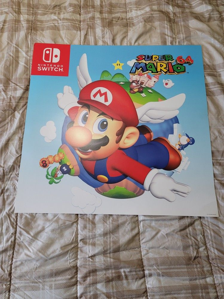 Super Mario 64 Gamestop Cardboard Advert 24x24