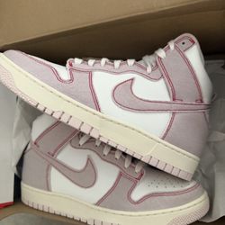 Size 9 Nike Dunk HI 1985 Barely Rose Denim Pink Summit White Men Casual Shoe DQ8799-100