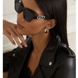 FENDI Embellished O'Clock Logo Acetate Rectangle Sunglasses 💯 authentic