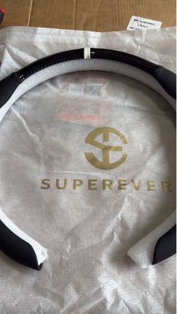 Quick Install Sporty Perforated Nappa Leather Steering Wheel Cover Universal fit Any 14½ to 15 inches Car Pickup SUV 14.5 to 15 inches SW