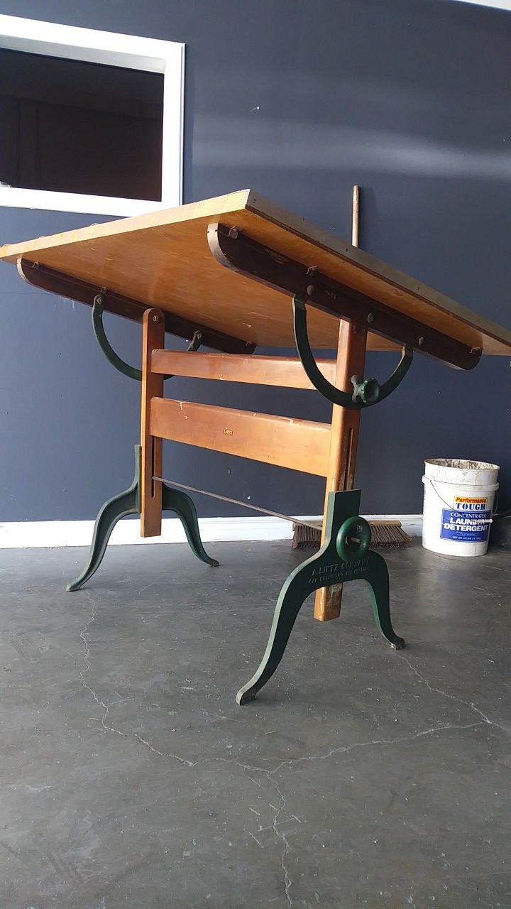 Antique LIETZ Drafting Table/attachments
