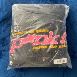 Sp5der Pink Hoodie Black