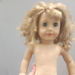 American Girl Doll Courtney Moore 18” Blonde Curly Hair Blue Eyes 80’s w/ Flaws