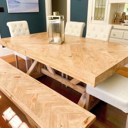 Custom  Dining Table Farm House farmhouse Modern Rustic Set Bench Restoration Hardware Breakfast Oval Table Solid Wood Custom Handcrafted Counter Bar 