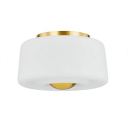 CIELA 2-LIGHT FLUSH MOUNT IN AGED BRASS 13.5W X 8H