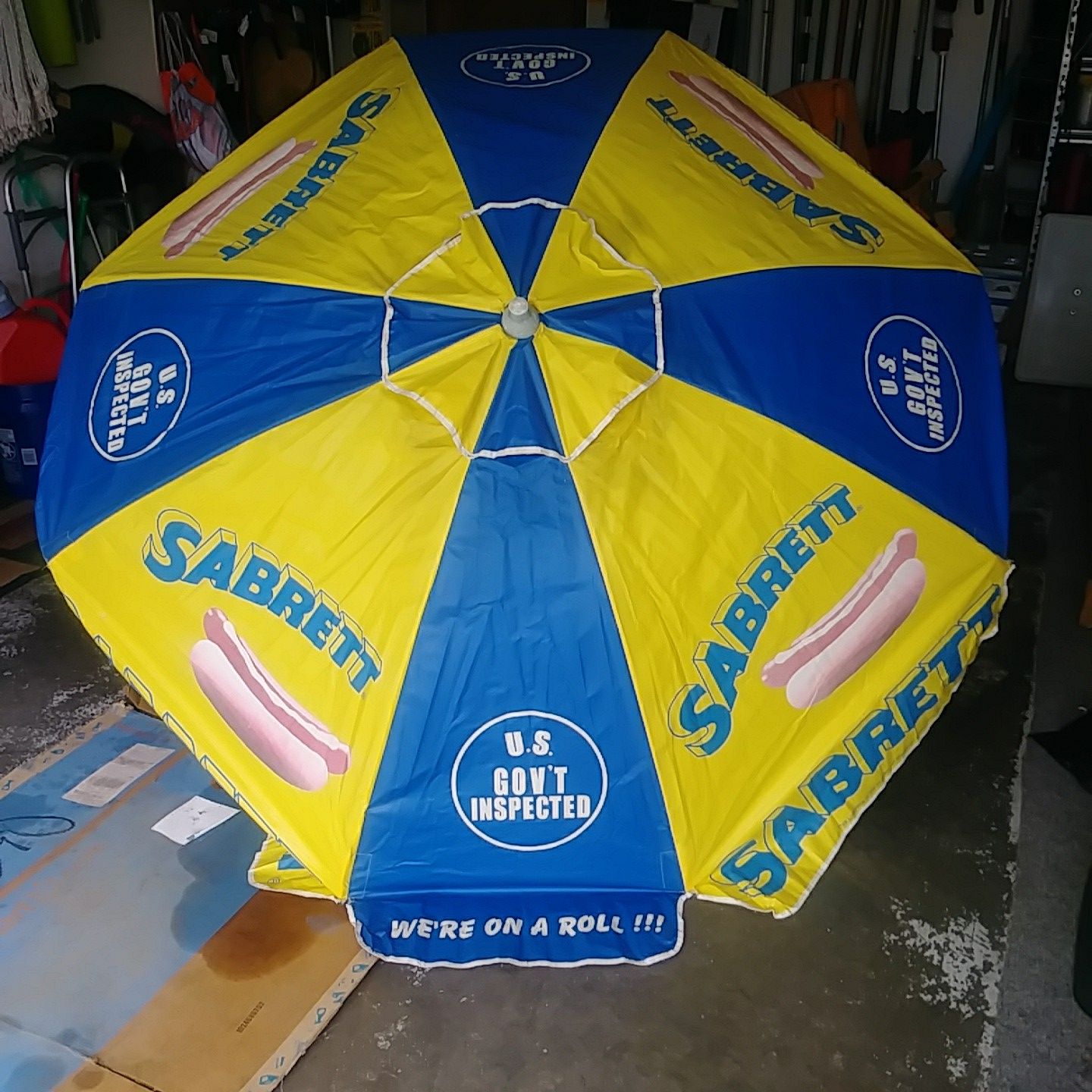 Genuine Sabrett Hot Dog umbrella