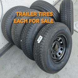 FOR SALE EACH TIRE WITH RIM ONLY FOR TRAILERS RADIAL 225 75R15 6 LUGS COLOR BLACK FOR ANY QUESTION TEXT ME PLEASE HABLO ESPAÑOL THANKS FOR WATCHING