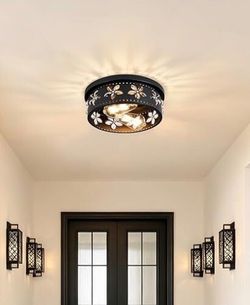 Black Metal Flush Mount Ceiling Light