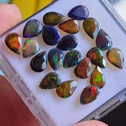 .50ctw Natural Black Opal Pear Cut 6x5mm