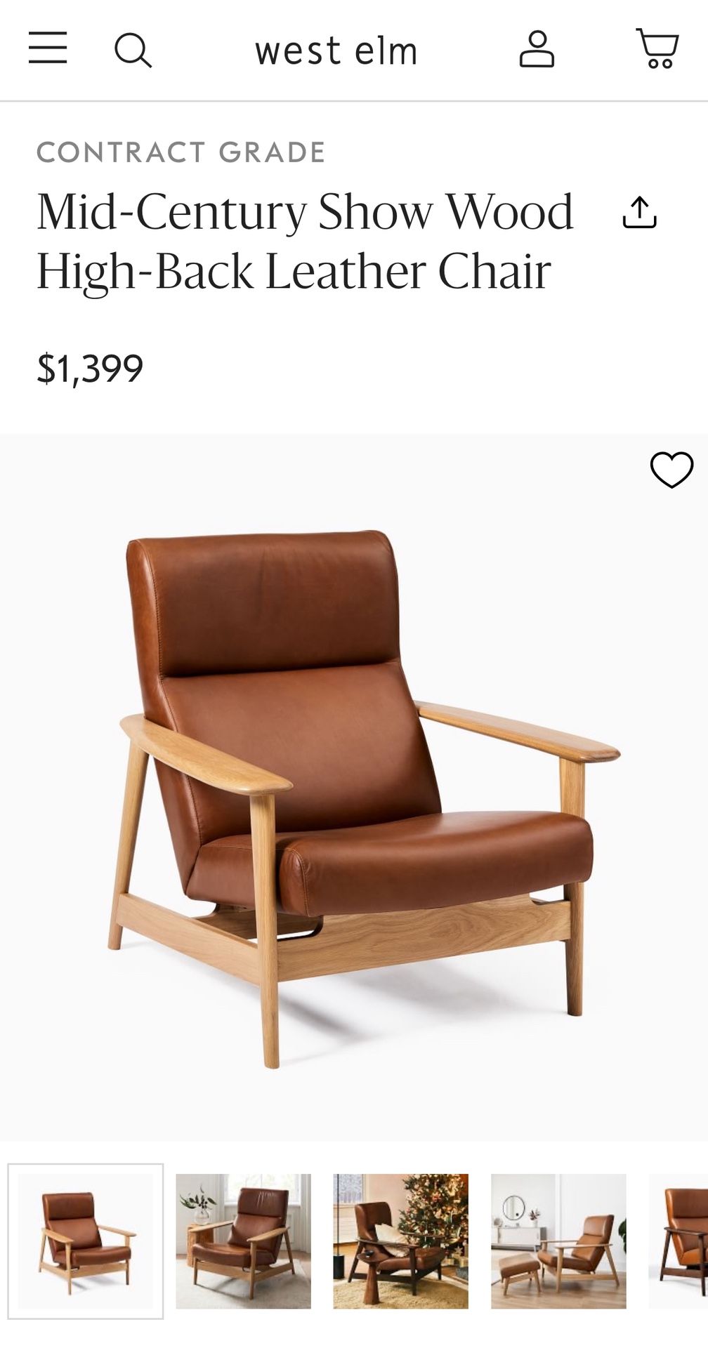 West Elm Mid-Century Leather Chair