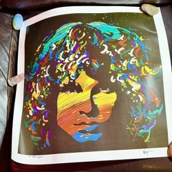 Amazing 🤩 !! Limited Edition + Hand Signed Jim Morrison Of The Doors Lithograph By Kat !