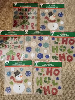 Brand New Various Christmas Window Gel Clings