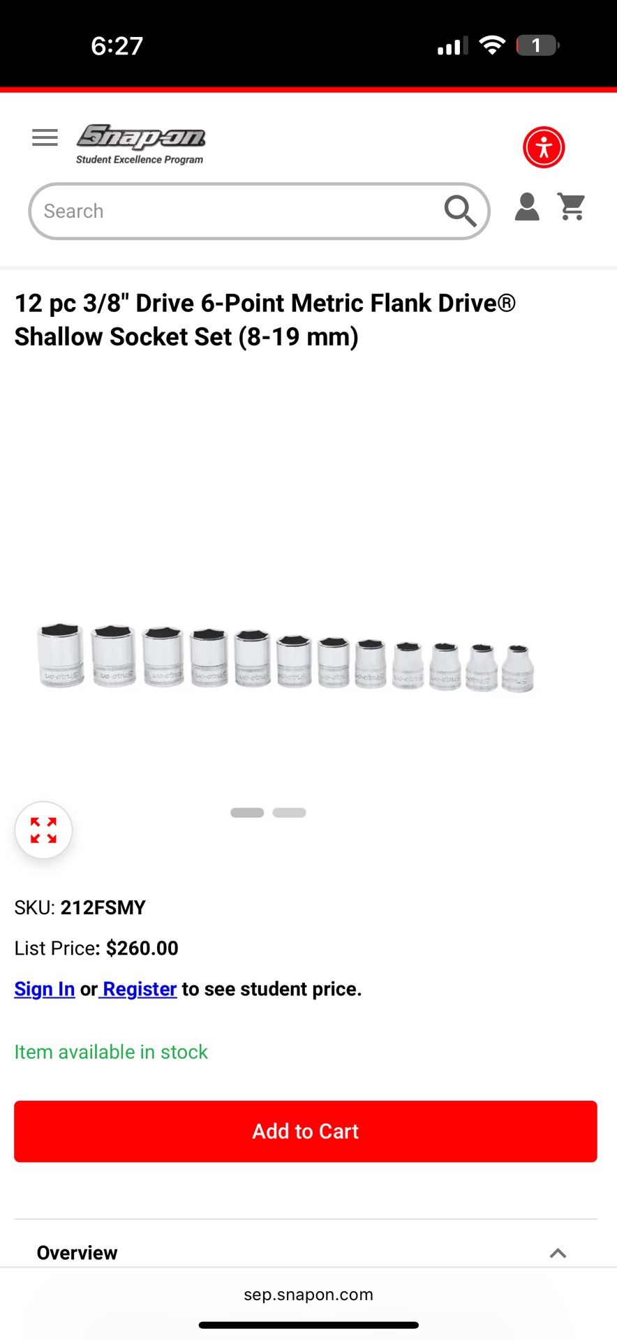 Snap On 3/8 Standard Shallow Sockets